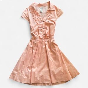 Charlotte Russe Peach Ruffle-Front Casual Dress